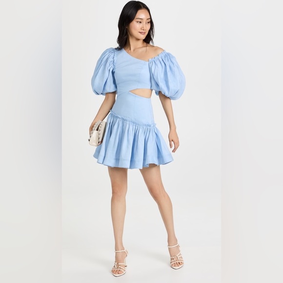 Aje Chateau Cut Out Mini Dress Sky Blue - Picture 2 of 9